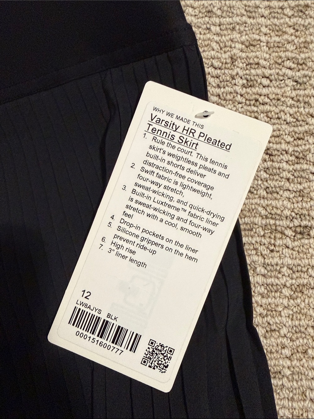 lululemon varsity HR pleated tennis skirt - Picture 3 of 4